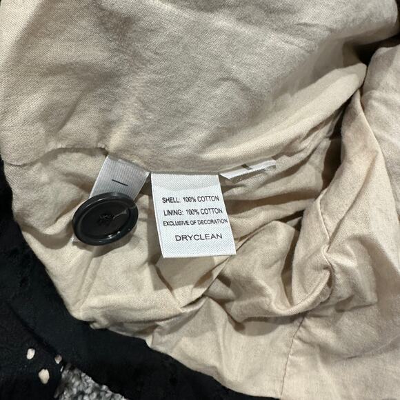 Ann Taylor LOFT Black Eyelet Lined 100% Cotton Blazer Belted, Size 12 - Picture 7 of 9